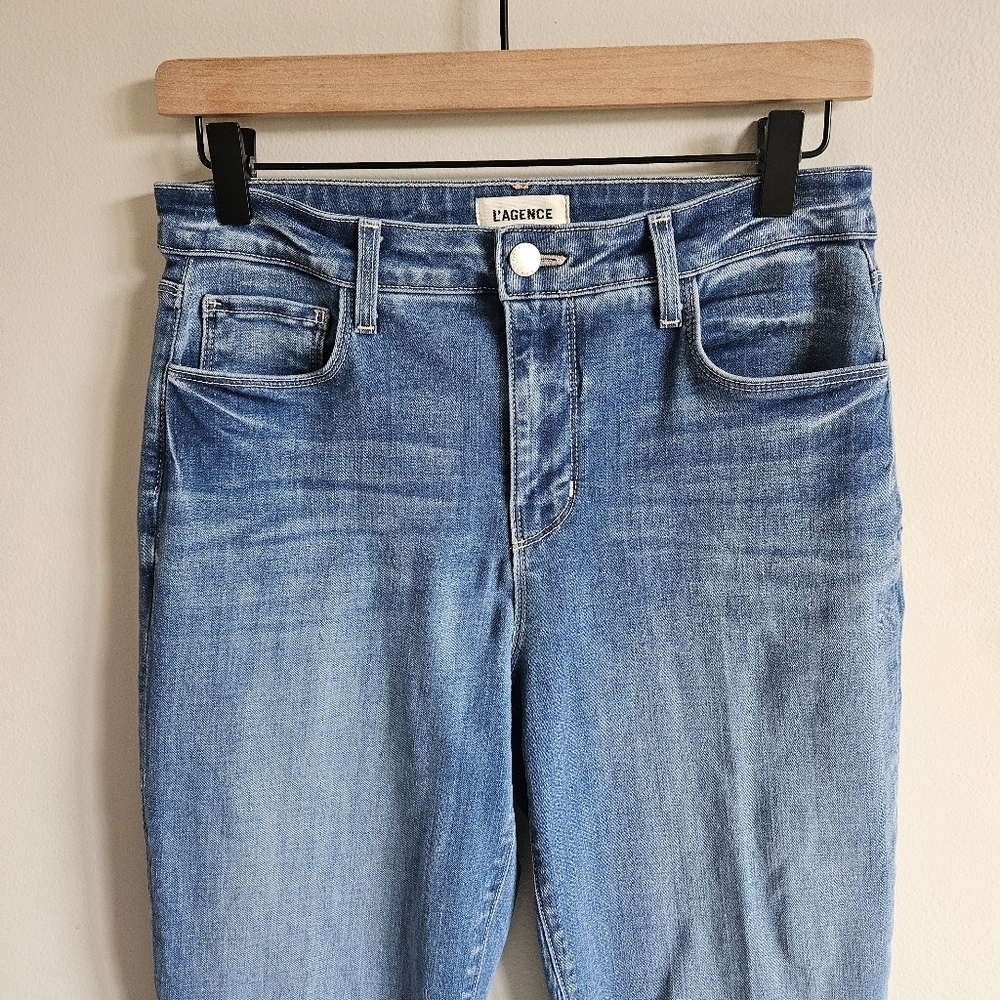 L'agence Blue Denim Ruth High Rise Straight Jeans In Garvey - Picture 4 of 12